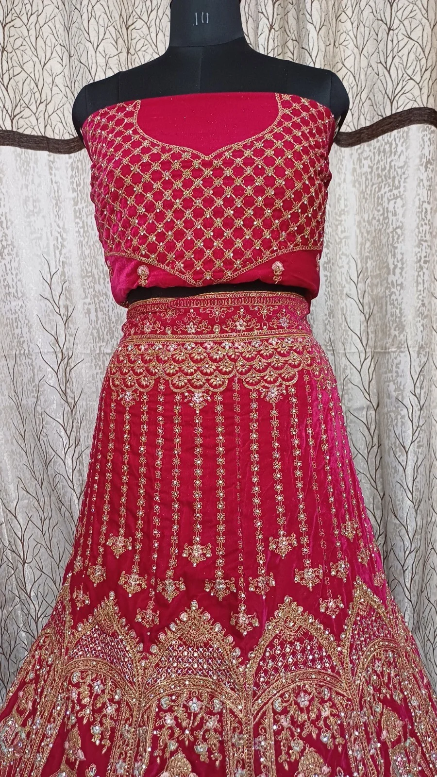 Pastal Cream color Sequence Thread Embroidery Lehenga