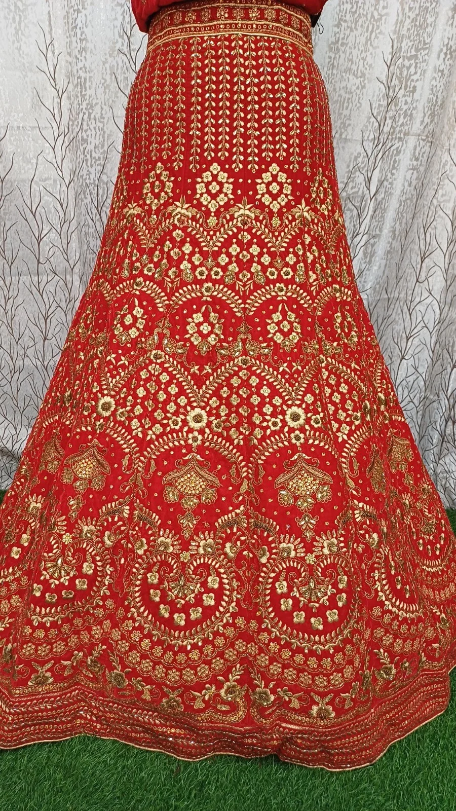 Traditional Red Bridal Gown with Heavy Embellishments